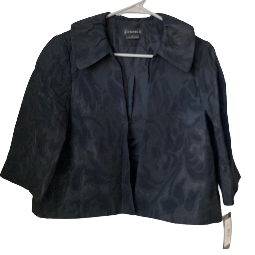 ZENOBIA Women’s Black Textured Print Lined Jacket Blazer